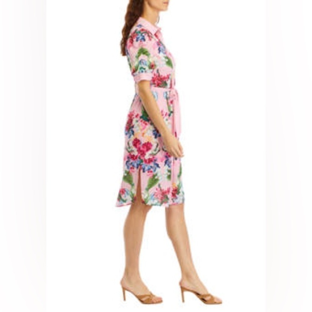 T Tahari Rose Pink Floral Midi Dress XS - Picture 3 of 8